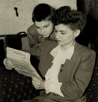 photo of Vashti McCollum and her son reading trial papers